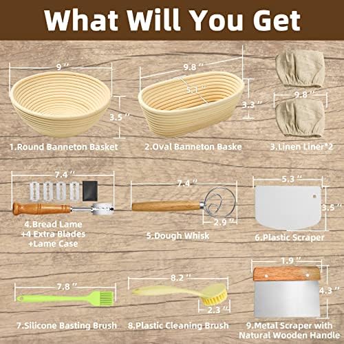 Banneton Bread Proofing Basket Sourdough Starter Kit Beginner-Friendly Easy to Use