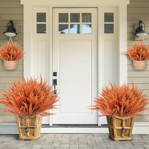 6 PcsFall Artificial Boston Fern Plants UV Resistant FOR HOME DINING GARDEN