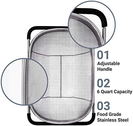 Makerstep Premium Over the Sink Colander with Expandable Design