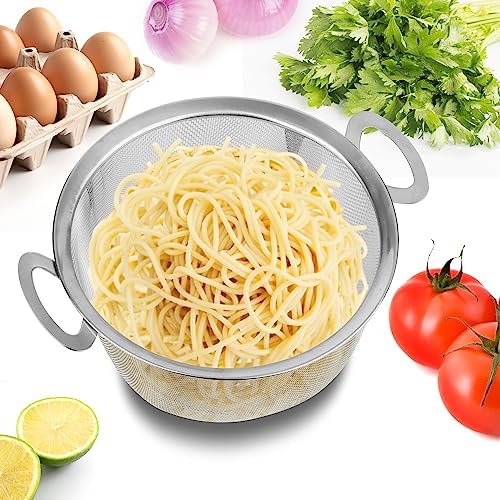 2-Piece Stainless Steel Strainers with Handles for Kitchen Use