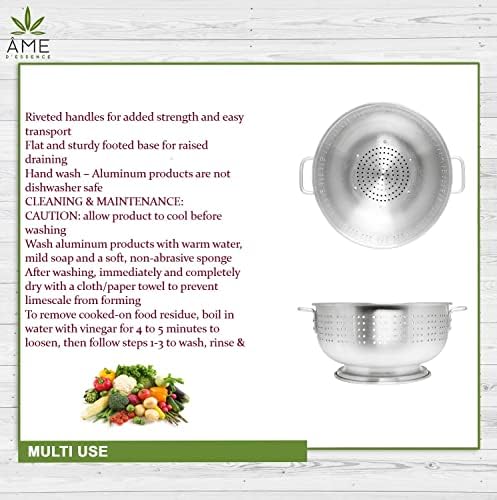 16-Degree Aluminum Colander with Internal Handles - Rugged for Commercial Use