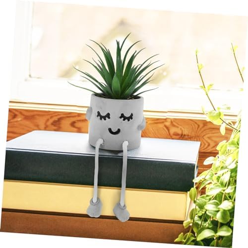 STOBAZACute Expression Potted Fake Succulent Decor for Home Office