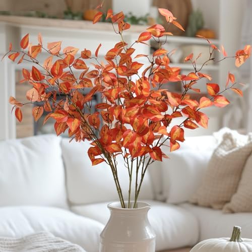 5PCS Fake Eucalyptus Leaves for Fall Cozy Autumn Greenery