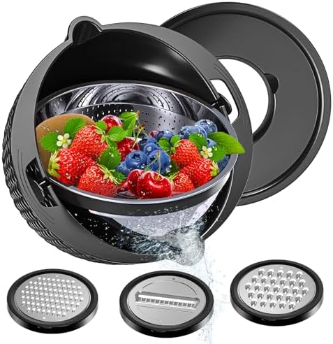 4-in-1 Kitchen Colander Set - Black Versatile Aesthetic