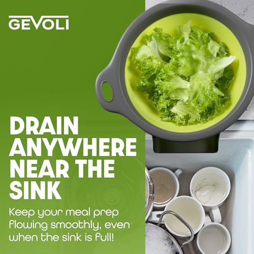 Collapsible Kitchen Colander with Self-Draining Base 5 Qt Set