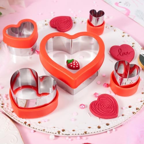 5-Piece Heart Cookie Cutter Set 1 to 4 Sizes