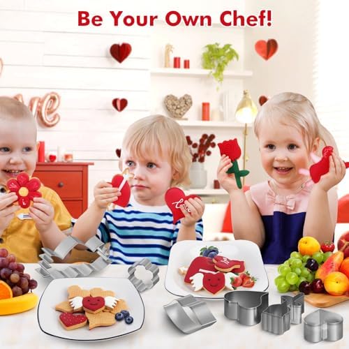 Valentines Heart-Shaped Cookie Cutters for Kids 10Pcs