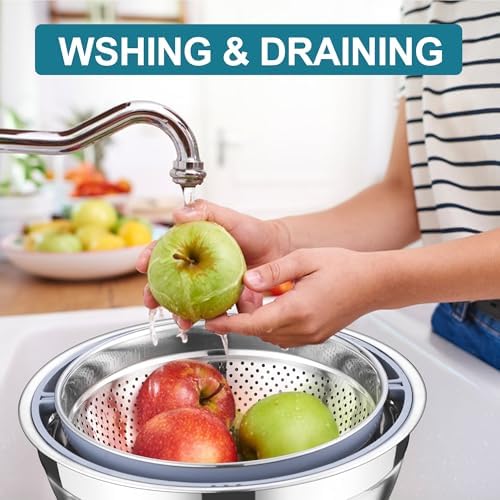 Durable 4-1 Stainless Steel Colander Set for Kitchen Use