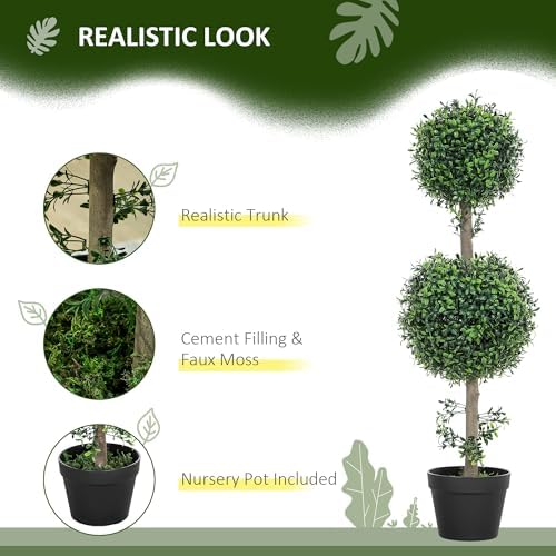 2 x Boxwood Artificial Tree Potted Set