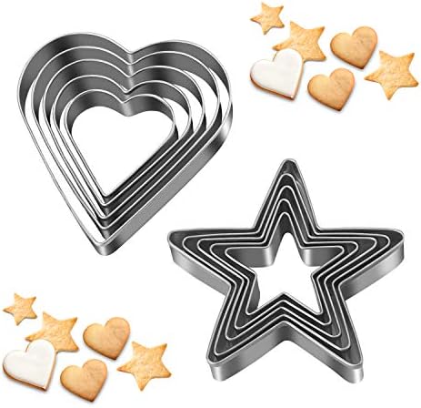 GORGEOUS HEART AND STAR COOKIE CUTTERS SET FOR VALENTINES DAY BISCUIT CUTTING KEEPSAKES