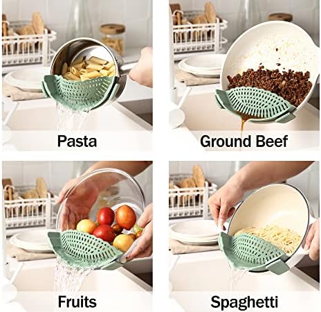 Adjustable Silicone Strainer Collapsible Kitchen Tool with Clips for Stress-Free Straining