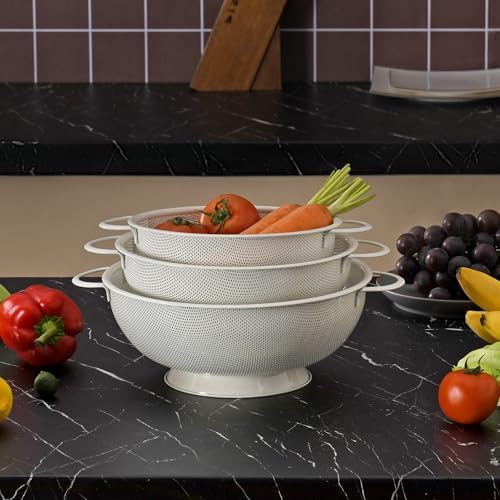 3-Piece Stainless Steel Colander Set for Kitchen Use