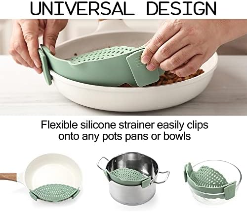 Adjustable Silicone Strainer Collapsible Kitchen Tool with Clips for Stress-Free Straining