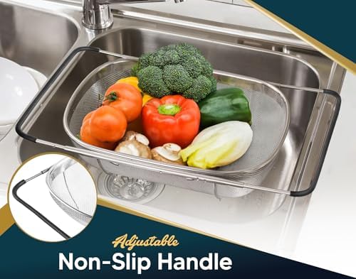 6 Quart Over the Sink Strainer with Extendable Handles