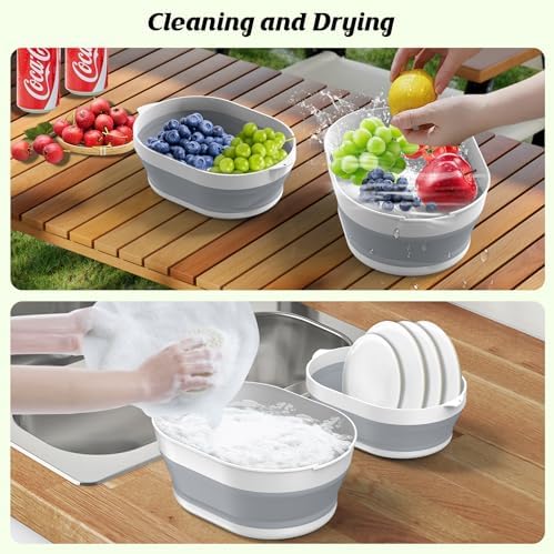 Compact Collapsible Wash Basin Colander for Camping Kitchen Use