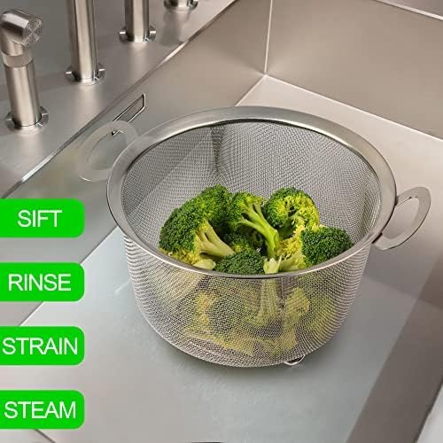 2-Piece Stainless Steel Strainers with Handles for Kitchen Use