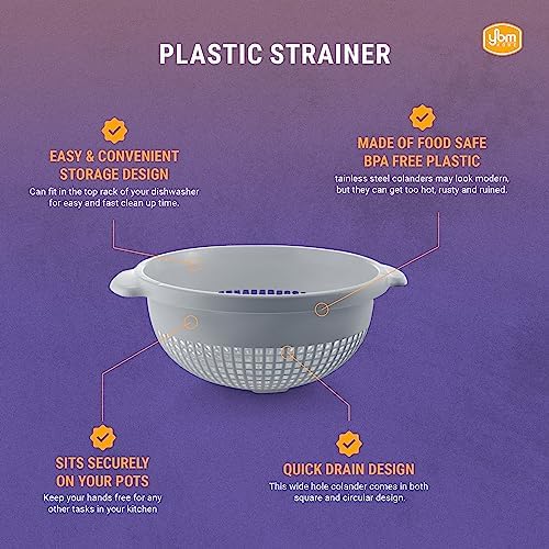 Durable 2-Handle Plastic Colander for Pasta More