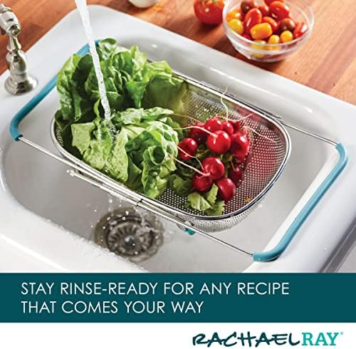 Rachael Ray 45 Quart Over-the-Sink Colander with Agave Blue Handles