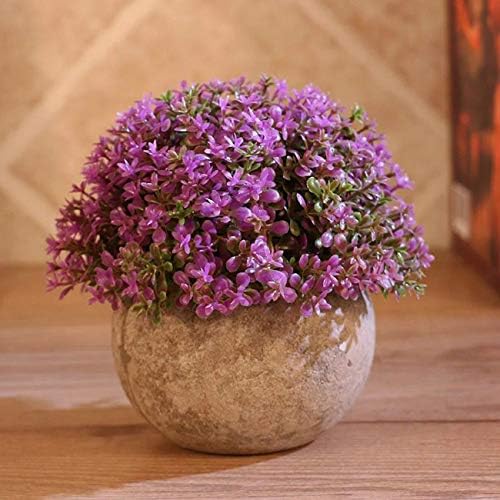 Ogrmar Mini Plastic Artificial Plants Grass 47 in a Pot Purple