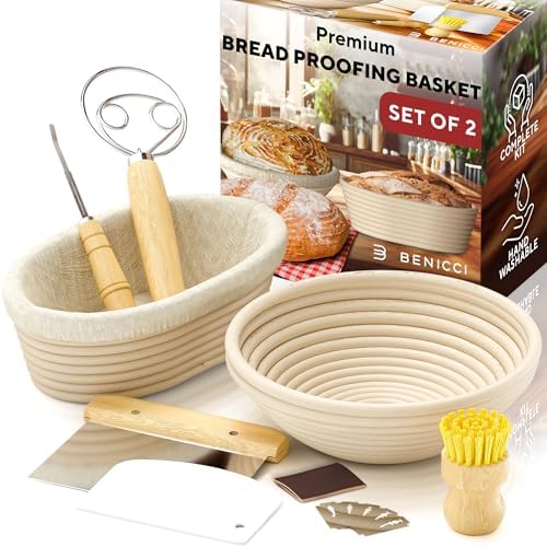 Complete Bread Proofing Baskets Set - Premium Sourdough Kit