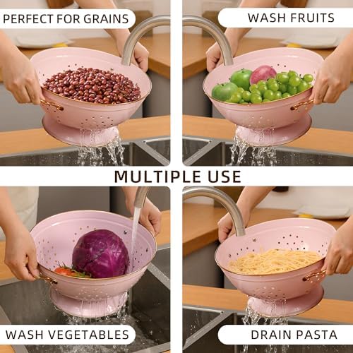 BeFare Metal Colander Set 35 5 Qt Self-Draining Powder Coated Kitchen Essentials