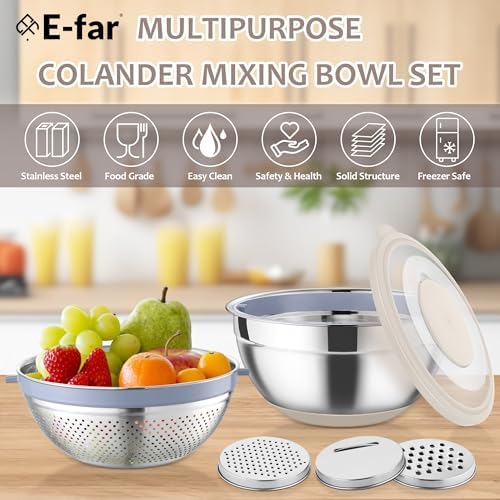 E-far Colander Set with Mixing Bowl for Kitchen Use