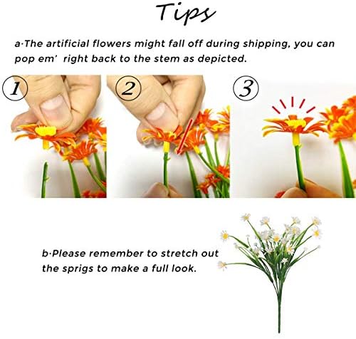 6Pcs Artificial UV-Resistant Flowers Outdoor Fake Plant