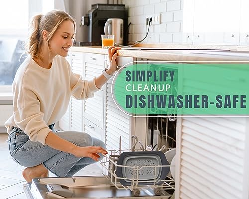 6-Quart Collapsible Silicone Kitchen Strainer with Extendable Handles