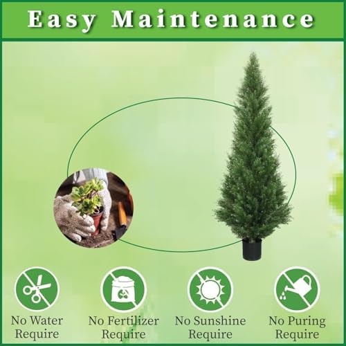 Artificial Cedar Topiary Trees - 5 Outdoor Potted Plants for Peaceful Places