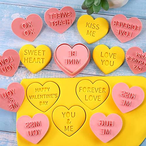 10 Heart Shaped Mini Plastic Cookie Cutters Set for Baking and Celebration