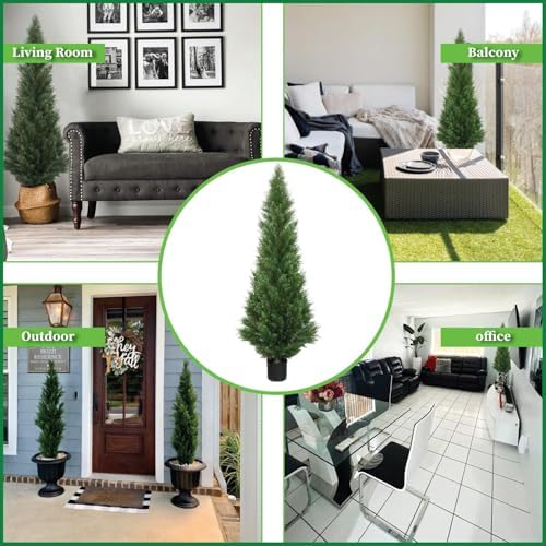 Artificial Cedar Topiary Trees - 5 Outdoor Potted Plants for Peaceful Places