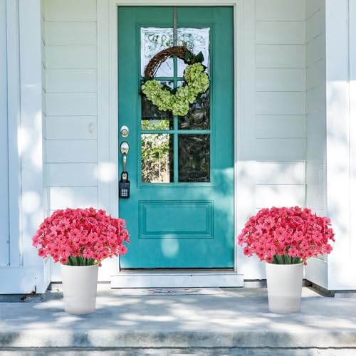 22 Bunches of Outdoor Artificial Flowers Rose Red