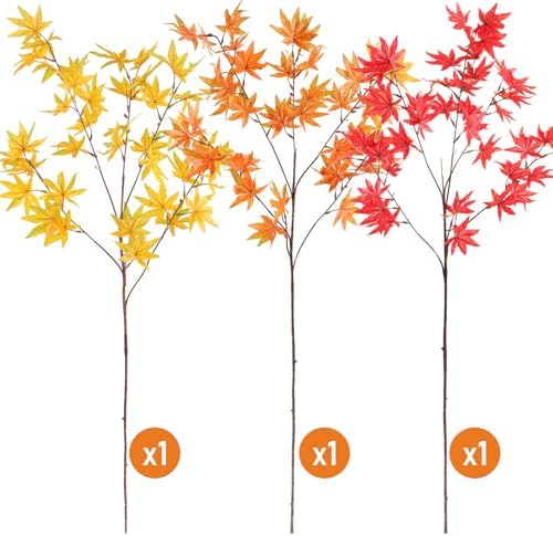 3Pcs Fall Artificial Maple Leaves Branches for Home