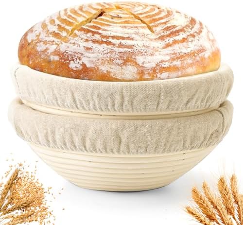 10-Inch Banneton Bread Proofing Basket Set with Liners