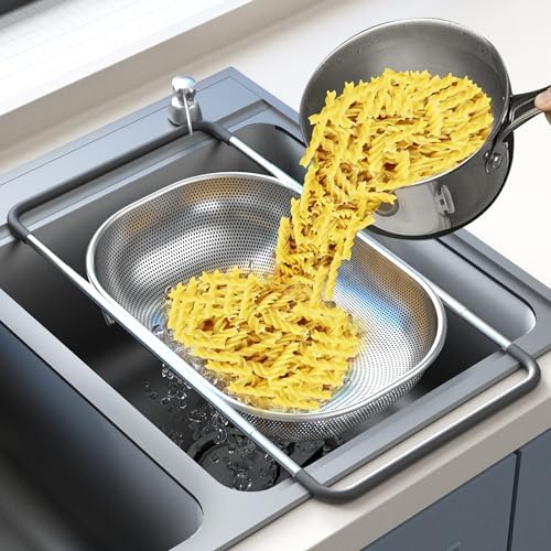 Sturdy Over-the-Sink Colander for Kitchen Uses