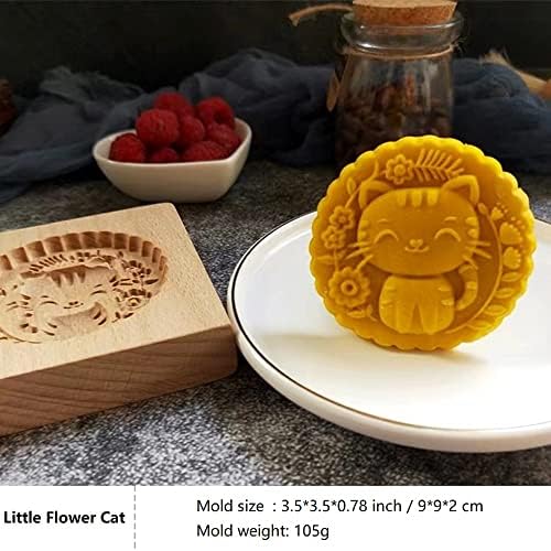 SNOOSZ Wooden Cookie Mold Cat Teacup Bear Shape for Cakes