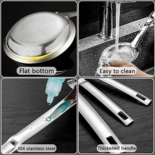 3-Pack Stainless Steel Strainers with Handle for Cooking Baking