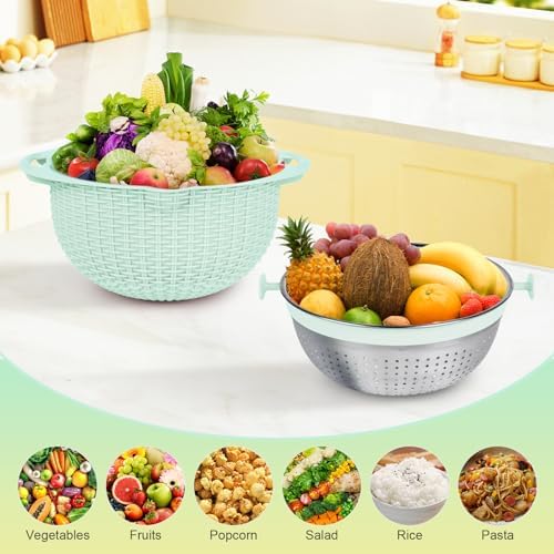 Stainless Steel 4-in-1 Colander Set with Mixing Bowl for Kitchen