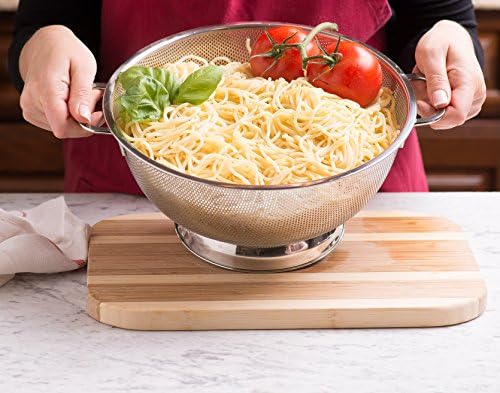 BellemainPremium 3 qt stainless steel colander with handle fast draining pasta food strainer