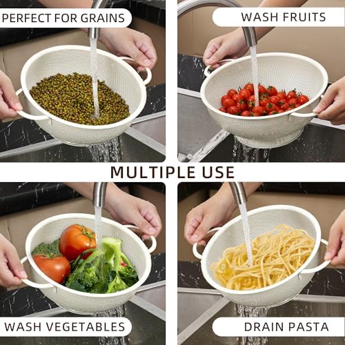 3-Piece Stainless Steel Colander Set for Kitchen Use