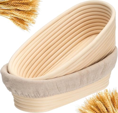 Sourdough Proofing Basket Set for 10-inch Ovals 2-Piece