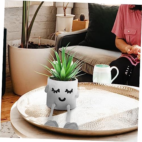 STOBAZACute Expression Potted Fake Succulent Decor for Home Office