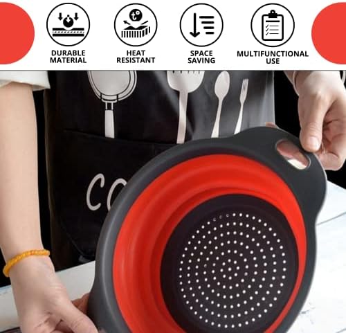 Collapsible Silicone Kitchen Strainer with Plastic Handles