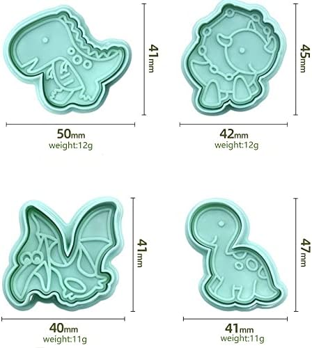 4 Pack Dinosaur Cookies Cutter Mold