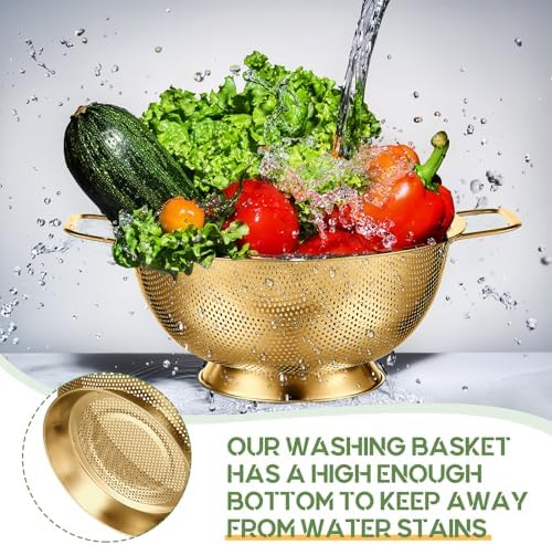 Bocon Triple Piece Stainless Steel Colander Set 135 Quart Gold