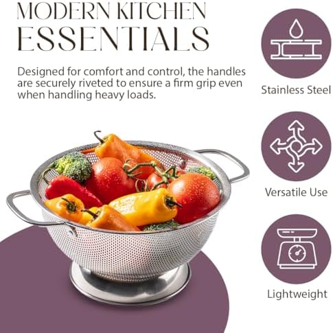BellemainHigh-Quality 5 Qt Metal Colander with Handle