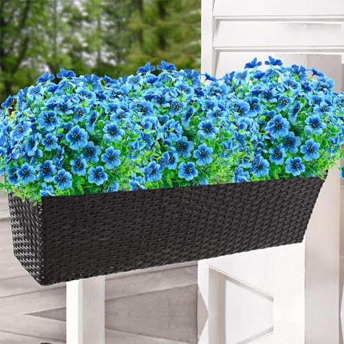 Gorgeous Artificial Fake UV-Resistant Flowers Outdoors Blue