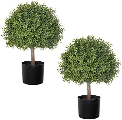 LUWENER 2 Pack Fake Boxwood Topiaries for Home Decor