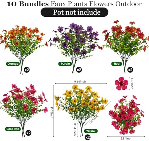 10 x 10 artificial faux flowers for outdoor use