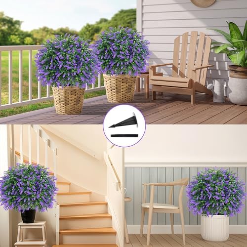 Grooy Artificial Boxwood Topiary Ball with Lavender Set of 2